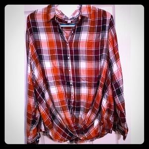 CATO Plaid Envelope Top   NWOT  Size 18/20